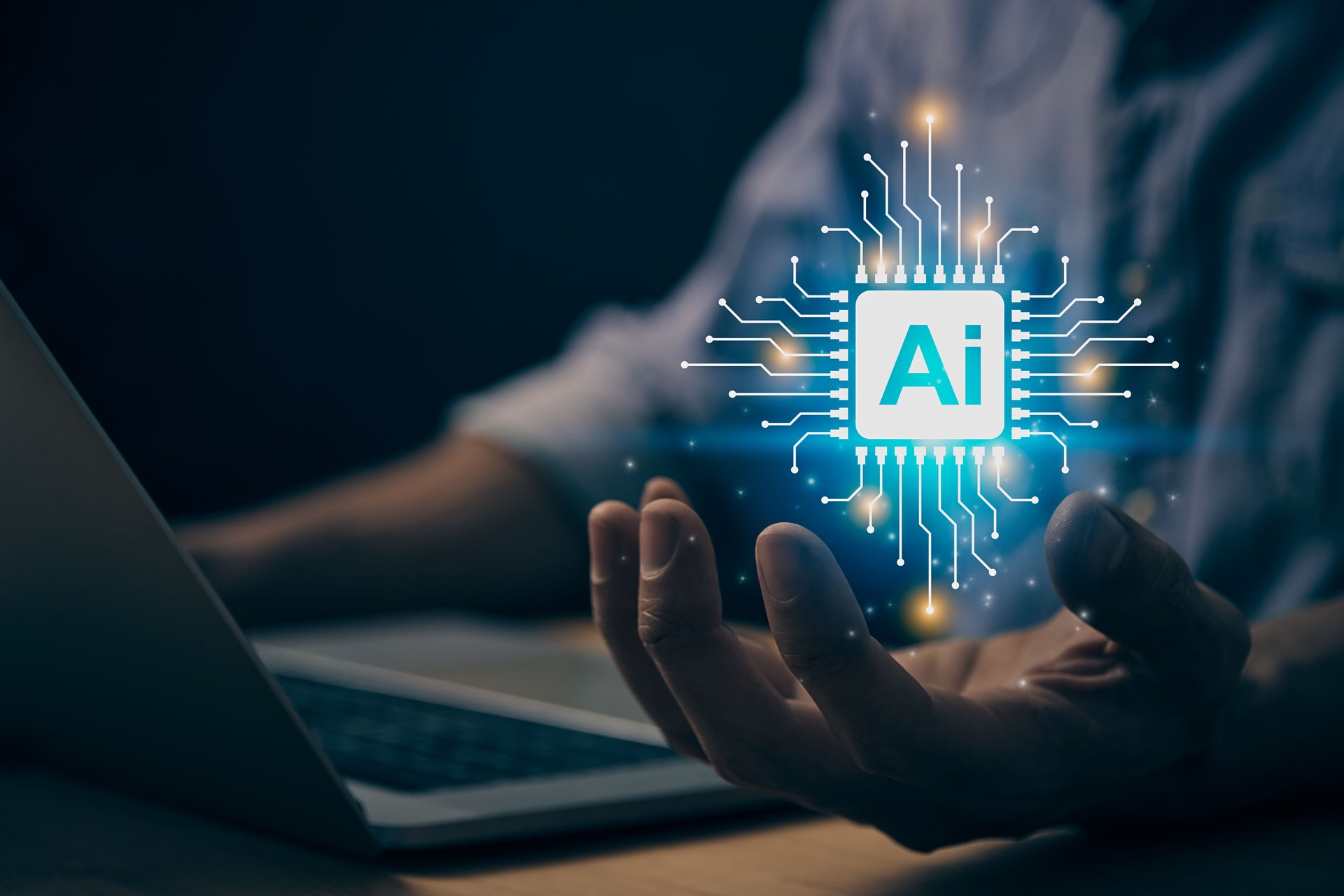 Blue Ai Technology or Artificial Intelligence Concept in Vintage